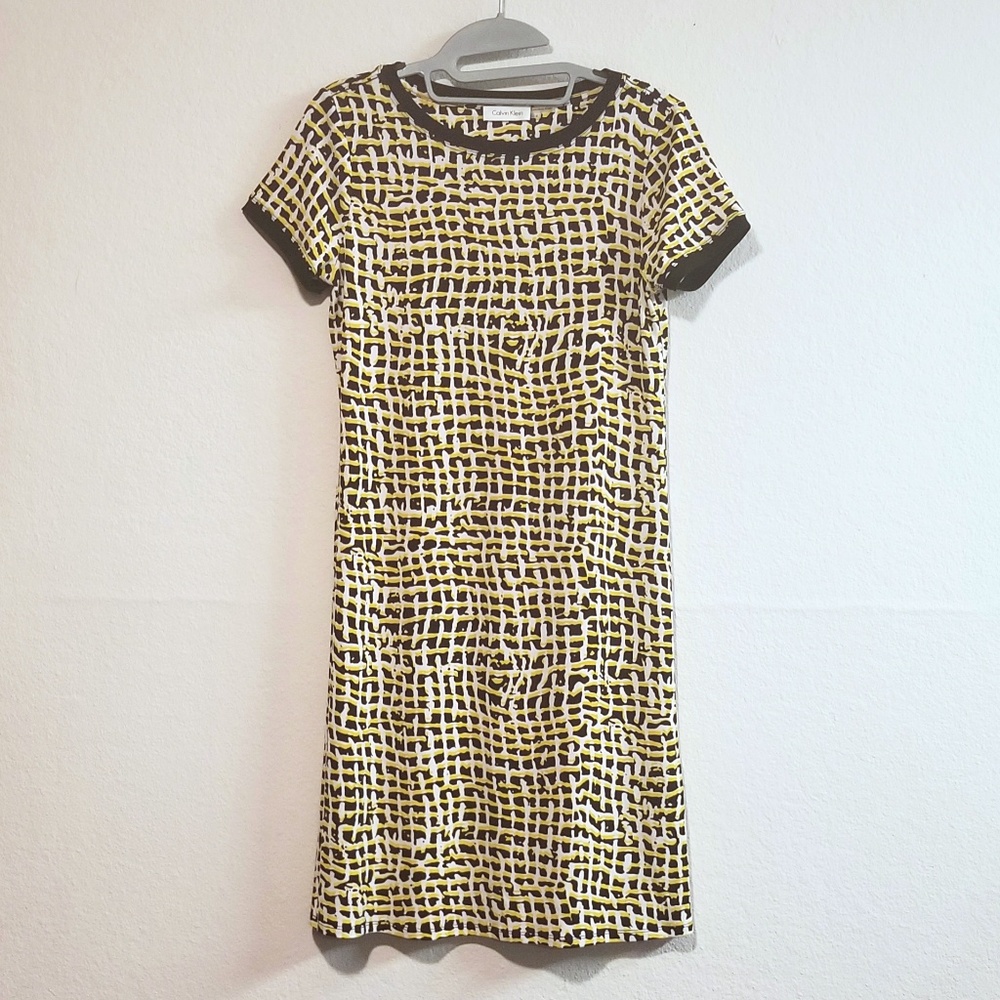 NWOT Calvin Klein Size 4 Yellow & Black Dress